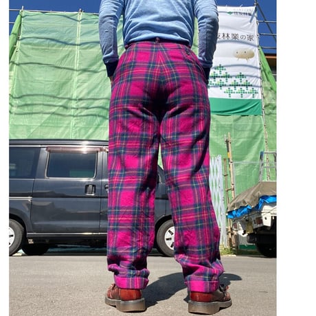 [USED] ピンクチェックWOOL パンツ