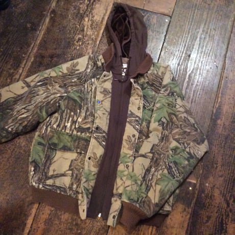 [USED] 重ね着風 CAMO フードJKT 中綿入り