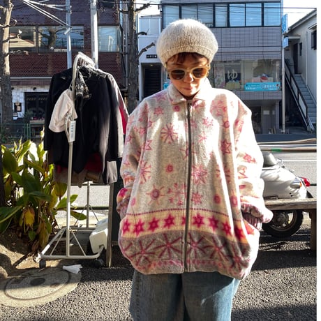 [USED]かわいい総柄フリースZIPジャケット