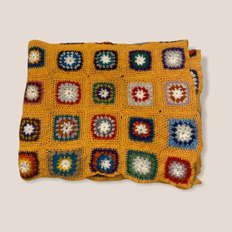[USED]  Vintage ニット ブランケット 160×160cm