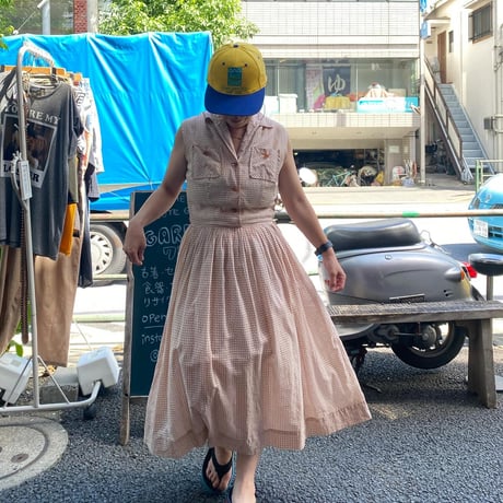 [USED] 60‘vintage ギンガムチェックワンピース