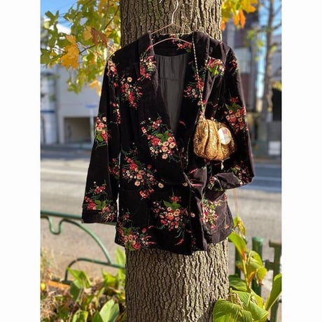 [USED] 花柄 ベロアJACKET