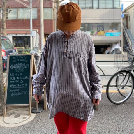 [USED] ストライプ ガーゼ SHIRTS/トグルボタン