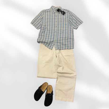 [USED] Green×Blue Check S/Sシャツ