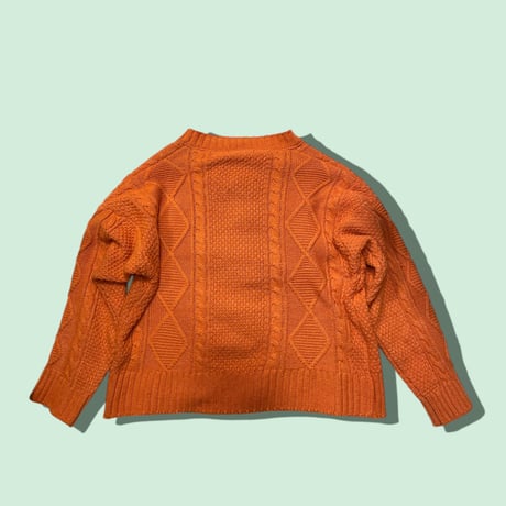 [USED] オレンジ🧡cotton ケーブル ニットカーディガン