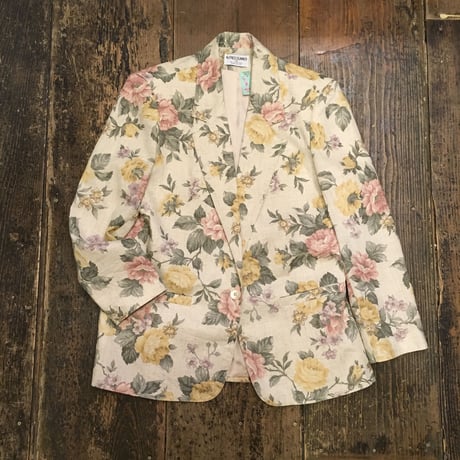 [USED] 肩パット入り! made in U.S.A. 花柄JKT