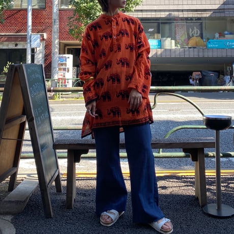 [USED] ゾウ柄アフリカンシャツ🐘🧡