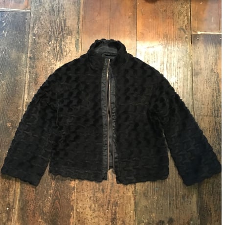[USED] Black 型押し風フェイクファーJKT