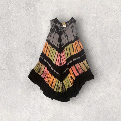 [USED] タイダイ刺繍BLACKレーヨンワンピ♡