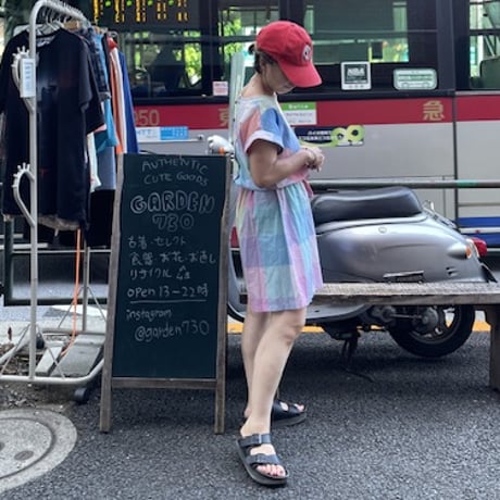 [USED] パステルチェック♡ ショート丈サロペット