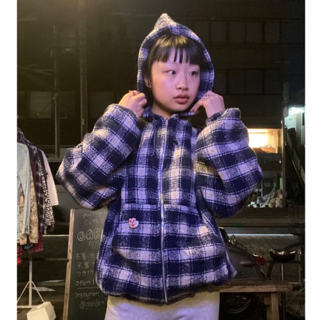 [USED] チェック柄 zip parka
