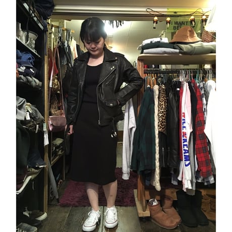 [USED]  BLACK リブ ニットワンピ