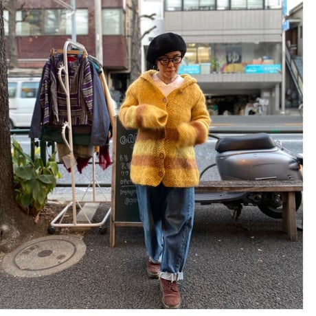 [USED] WOOD ボタンのモヘアカーディガン