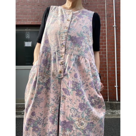 [USED] ボタニカル柄🌼COTTONサロペット