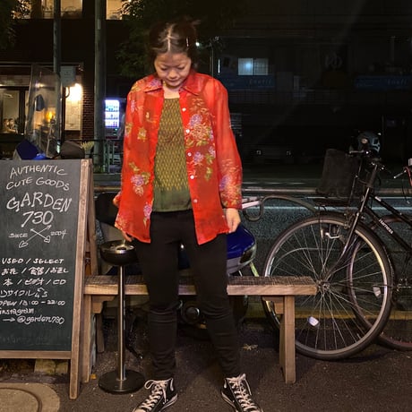 [USED] チャイナ柄シースルーシャツ