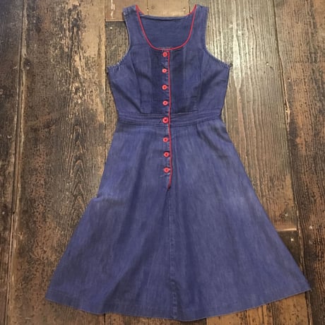 [USED] 赤ボタンvintage DENIMワンピース