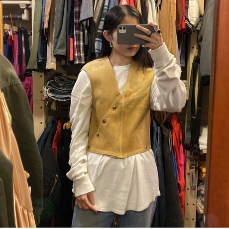 [USED] VINTAGE LEATHER VEST♡