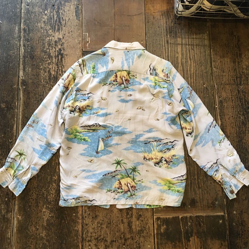 USED] 50's vintage L/S アロハシャツ made in Hawaii 