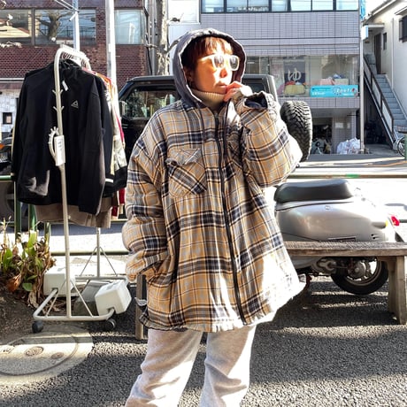 [USED] Dickies 綿入りフードネル NAVY/BGE