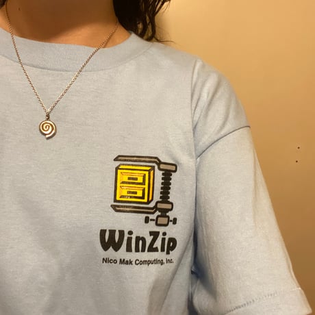 [USED] "winzip" ブルーのプリントTee