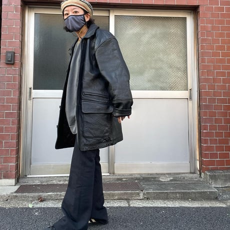 [USED] LEATHER CAR COAT♡
