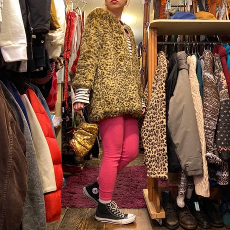 [USED] FAKE FUR レオパードコート 