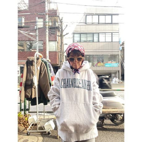 [USED] vintage 柄物スカーフ NAVY/RED