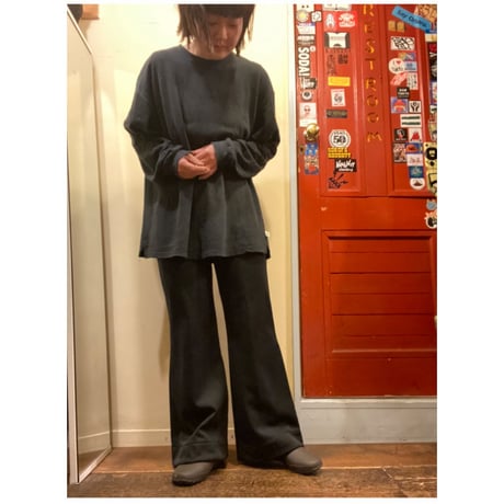 [USED] 70's BLACK POLY PANTS♡