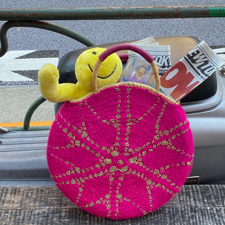 [USED] ビーズ付き サークル編み カゴバッグ 🧺💖
