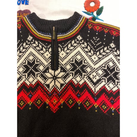 [USED] ノルディック柄ハーフZIPニット