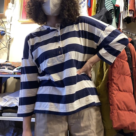 [USED] ヘンリーネック ボーダーTee