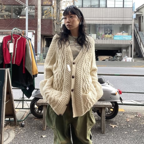 [USED] BIG SIZE!! ケーブルニット カーディガン
