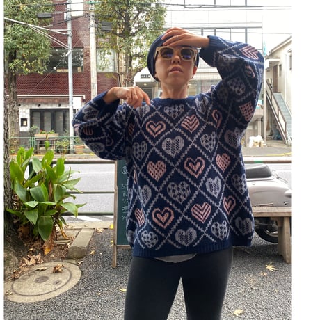[USED] made in U.S.A. HEART ACRYL KNIT♡