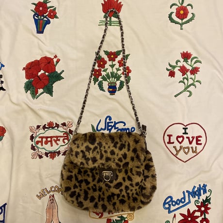 [USED] leopard fur shoulder bag♡