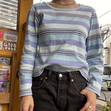[USED] ボーダーちびロンTee♡BLUE