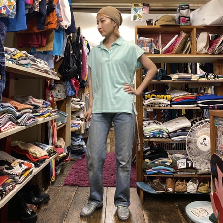 [USED] FRENCH SLEEVE MINT POLO♡
