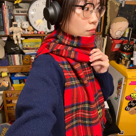 [USED]"Johnstons" WOOL チェックマフラー