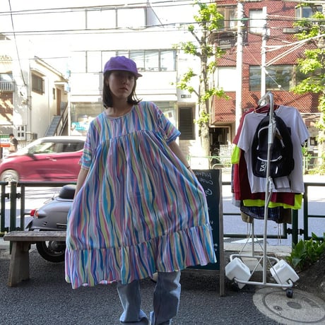 [USED]サマーカラーストライプワンピース