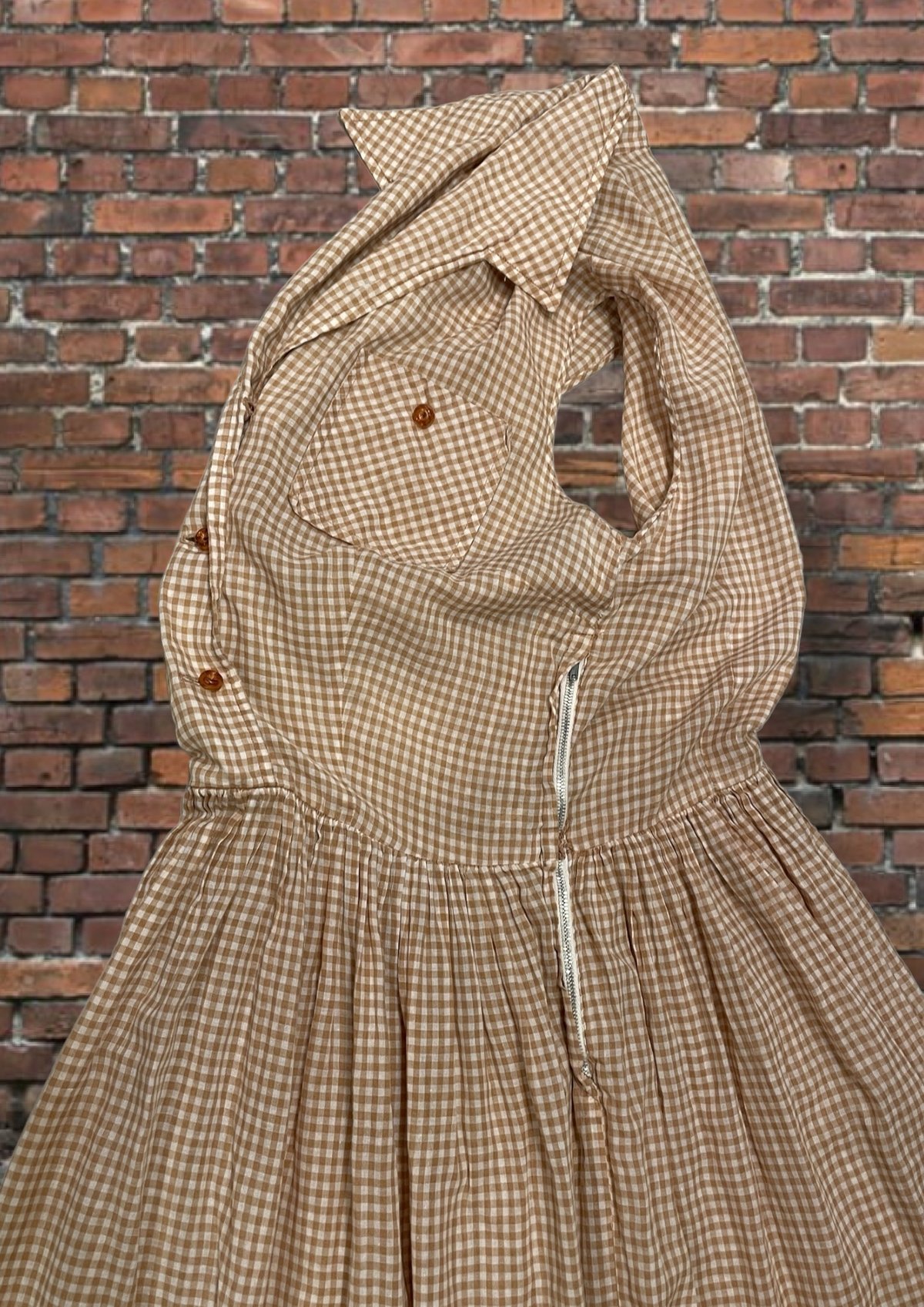 vintage 70s 古着　ストロベリー　苺　ギンガムチェック　ワンピース サイドリボンギンガムチェックレトロワンピース – jemiremi