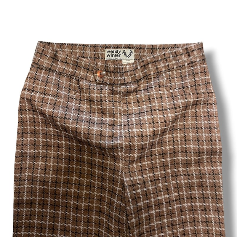 70s vintage check poly pants ポリパンツ USED] 70's POLY PANTS | garden730