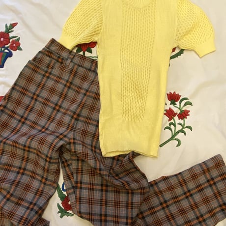[USED] オレンジチェックパンツ
