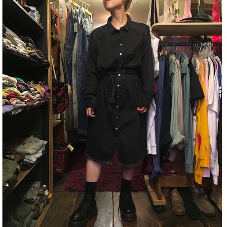[USED] BLACK DENIM フリンジワンピース