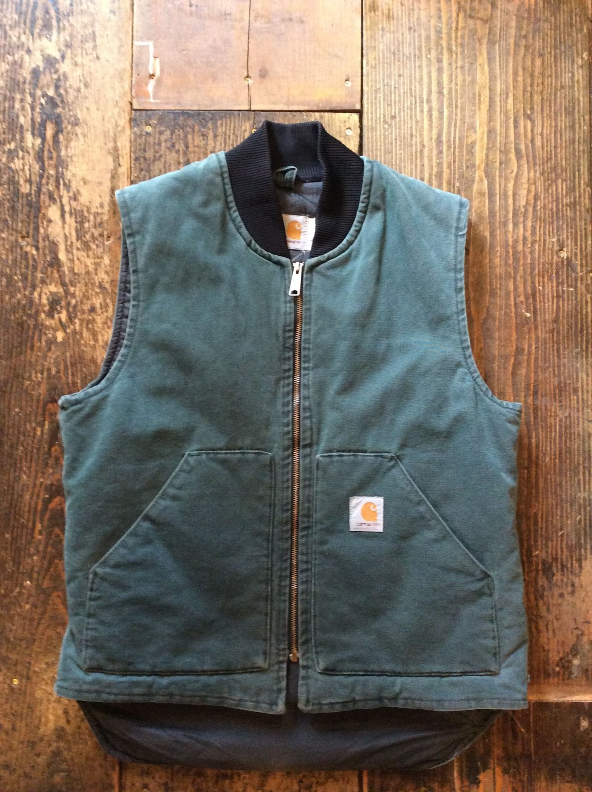 肩幅36cmCarhartt ダックベスト V02 Cypress グリーン 激レア