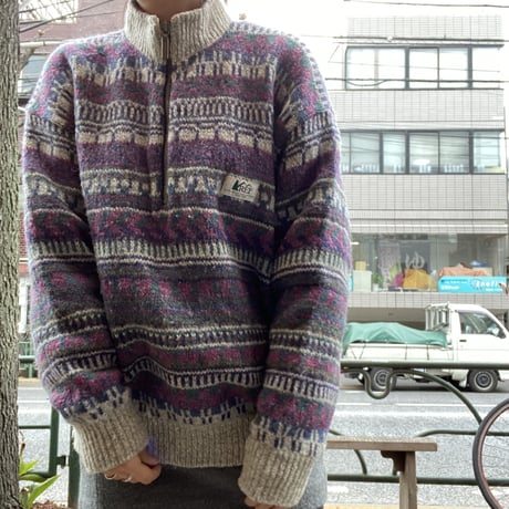 [USED] REI ノルディック柄ハーフZIPニット