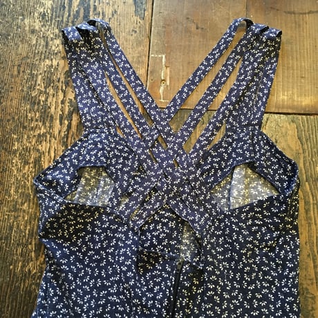[USED] 小花柄 Navy サロペット