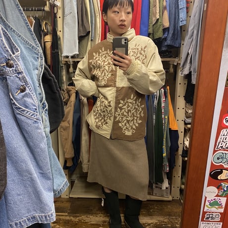 [USED] ミディ丈 リブ ニット スカート