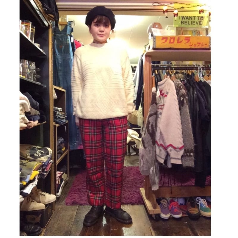 USED] 赤いタータンチェック柄パンツ | garden730