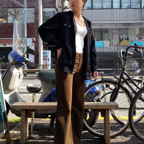 [USED] ベロア調 BLACK ウエスタンシャツ