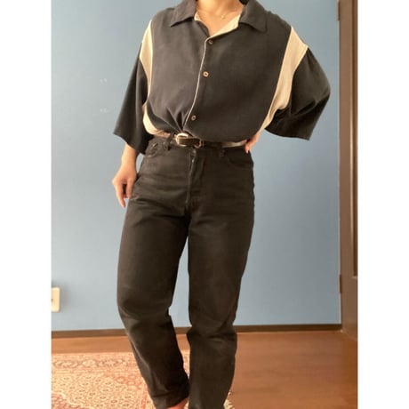 [USED] Two-tone SILK 開襟シャツ  🖤