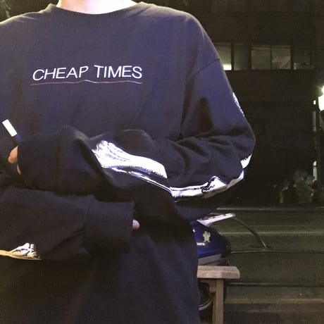 [CHEAP TIME$]  袖ロゴ ロンTee  -BONE-